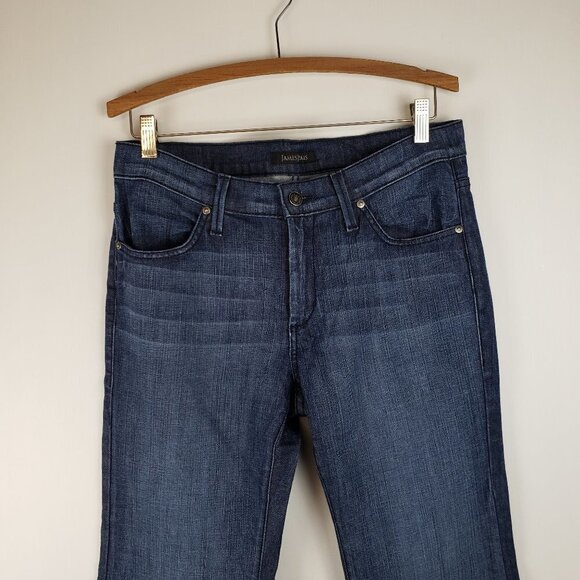 James Jeans Humphrey Wide Flare Leg Mid Rise Dry Aged Denim Dark Blue Size 31 - Picture 3 of 11
